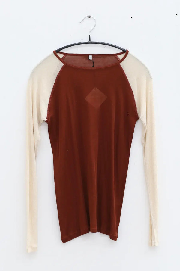 BASERANGE Long-sleeved patchwork top T-shirt series Portugal BAS-TOGN-CG-AU23-SHAOHONG Burned pompom